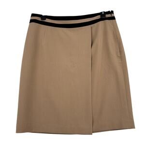 Worthington Faux Wrap Skirt Womens Size 18 Tan Black Side Zip Pencil